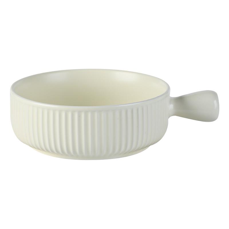 Nordic Style Ceramic Hand Handle Bowl Household Baking Bowl Microwave Oven Baked Rice Bowl Instant Noodle Bowl Salad Bowl Breakfast Bowl