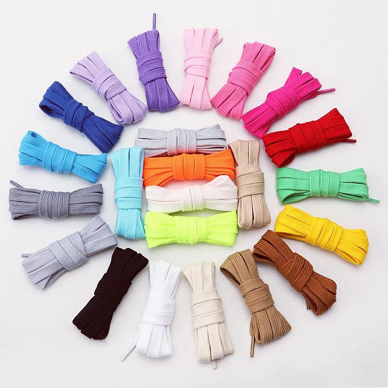 2Pair Flat Cotton Shoelaces Wide Sneaker Replacement Shoe Laces Classic Colored Shoelaces 80/100/120/140/160cm Unisex Shoestring