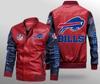 1111 Men's Vintage Pu Leather Jacket Printed Jacket Bills Rugby Fans Gift Loose Personality Jacket
