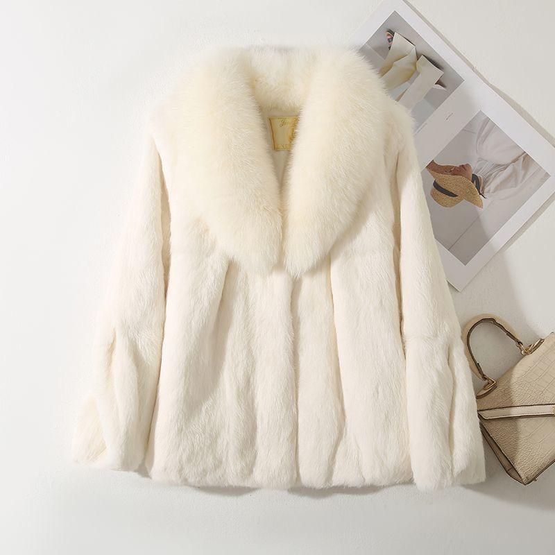 Autumn Winter Short Jacket Thick Warm Faux Fur Collar Elegant Female Warm Outerwear