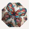 Butterfly, Mandala Theme Automatic Open/Close Umbrella, Portable 3 Fold Compact Umbrella for Men & Women, Valentine's Day Mother's Day Gift0725063