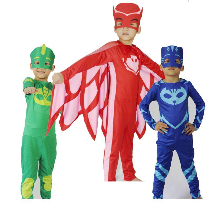 Noblekids Pj Mask Costume Featuring Colorful Catboy Owlette Gekko Jumpsuit For Kids