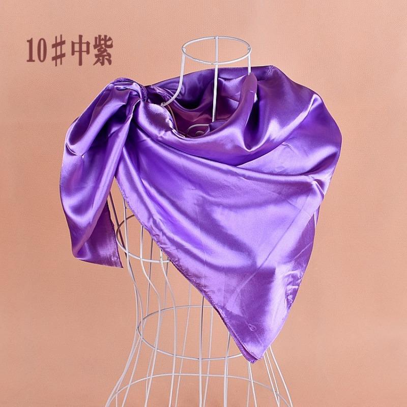 Selected solid color imitation silk generous silk scarf, women's silk scarf 90 * 90 color diced versatile scarf