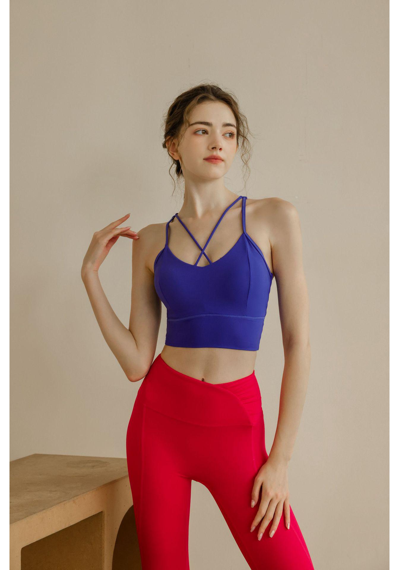 Women s Stylish Cross-Back Yoga Tank Top - Shockproof Sports Bra for Fitness XL