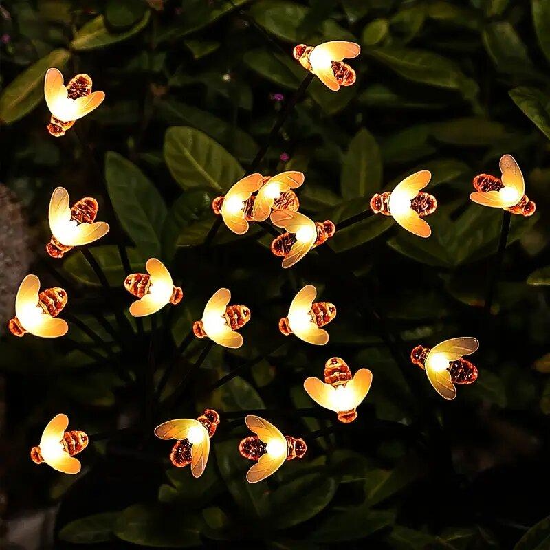 1PC 6/8-Headed Solar Bee Light Warm LED Outdoor Decorative Fairy Lights,Landscape Lighting For Garden,Yard,Lawn,Pathway,Terraces
