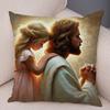 Catoon Jesus Christ Cushion Cover for Sofa Home Double Print Decor Colorful Christ Savior Pillow Case Soft Plush Pillowcase