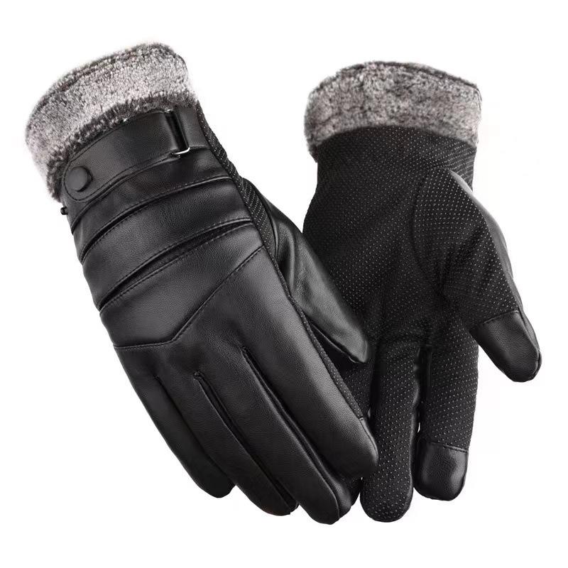 Winter warm gloves thickened velvet cold-proof motorcycle riding electric car gloves windproof touch screen outdoor cotton gloves