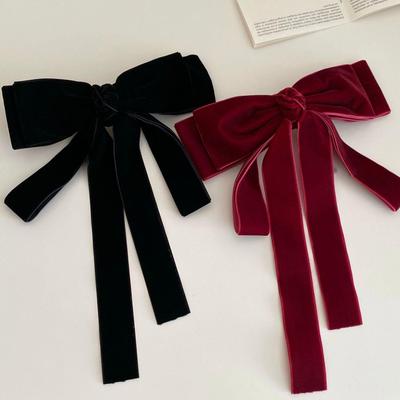 Βελούδινο Κλιπ Μαλλιών με Φιόγκο για Γυναίκες - Συλλογή Άνοιξη 2024: Κομψό Αξεσουάρ Αλογοουράς για Φθινόπωρο/Χειμώνα