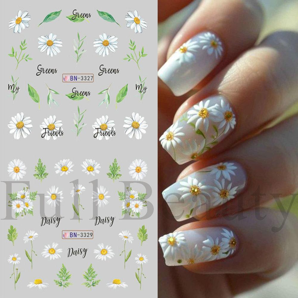 Nail Art Stickers Ins Spring And Summer Flower And Grass Series Zou Ju Flower Watermark Nail Stickers