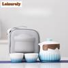 Gradient Ramp Lotus Travel Tea Set Kit Traditional 1 Pot 3 Cups Tea Maker Organizer Portable Camping Tote Bag Accessories Craft