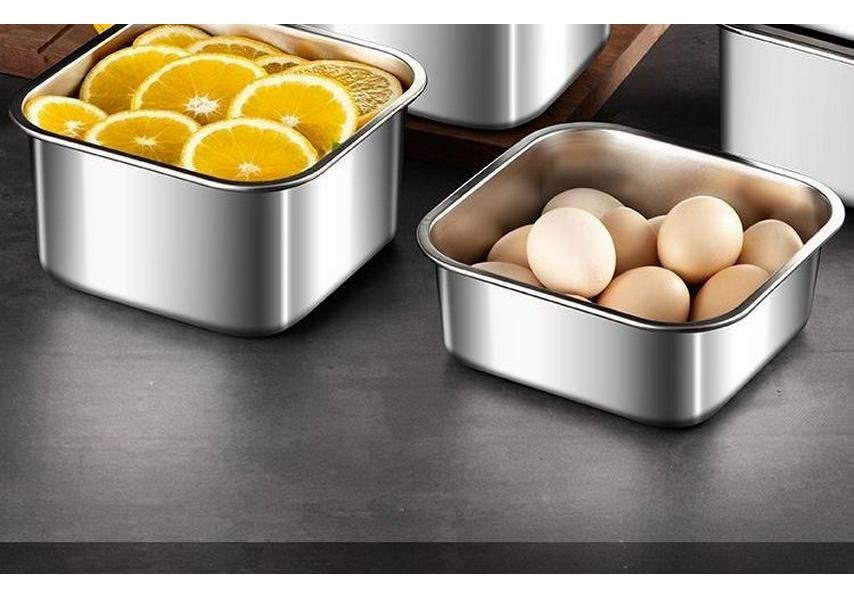 Edelstahl Lebensmittelqualität Bento-Box mit Deckel - Quadratischer, versiegelbarer Aufbewahrungsbehälter