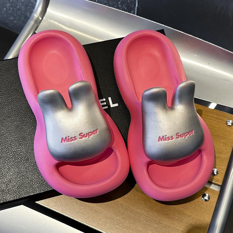 Ladies Thick Soled Slippers Womens Summer New Soft  Non Slip Outdoor  Indoor Wear Flat Bottomed Round Headed Slippers for Girls