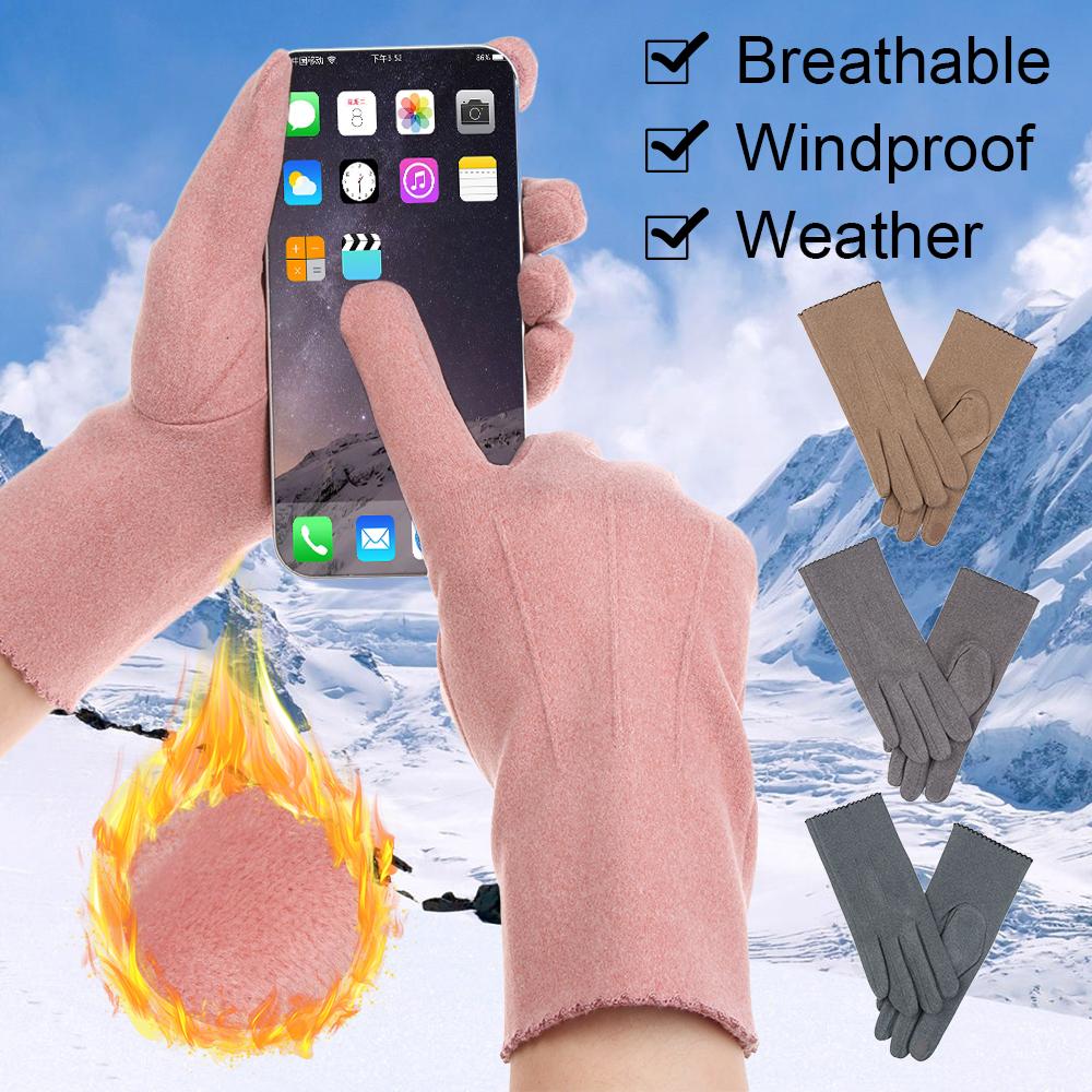 

Weather Thick Women Girls Soft Full Finger Thermal Touch Screen Winter Warm Gloves