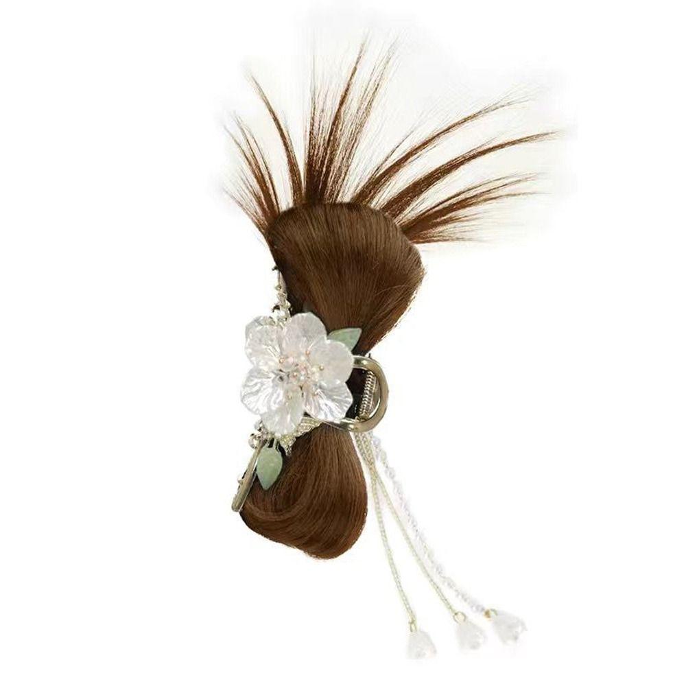 New Chinese Style Chicken Nest Ball Head Wig Hanfu Hairpin Flower Tassel Hairpin Wig  Female