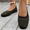 Fashion Women Flats New Color Block Women Woven Flat Shoes Square Toe Luxury Designer Ballet Slip-On Shoes Outdoor Casual Shoes
