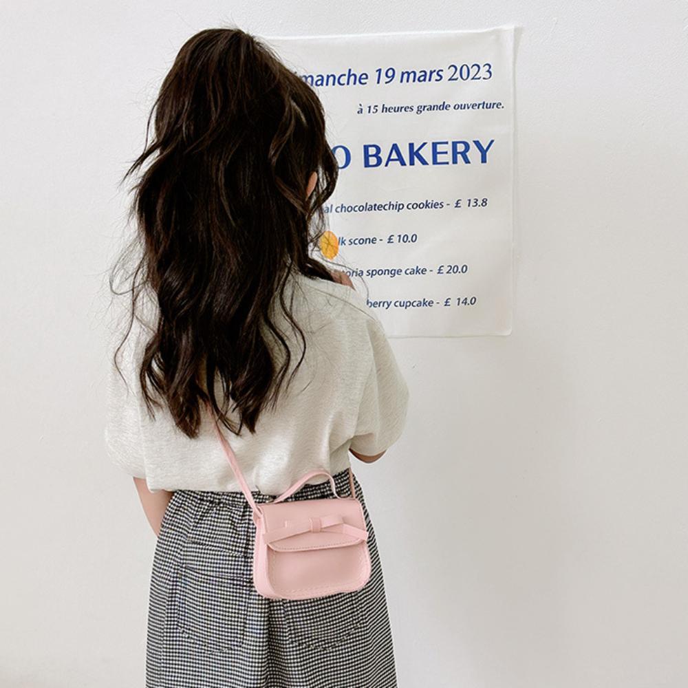 Solid Color Bow Shoulder Bag Handbag Children Small Bag Cute Bow Crossbody Bag  Gift