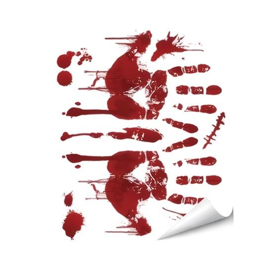 Atmospheric Haunted House Accents Halloween Horror Stickers, with Spooky Handprints Footprints Printed, Creepy Text Decals Self-adhesive Decals,
