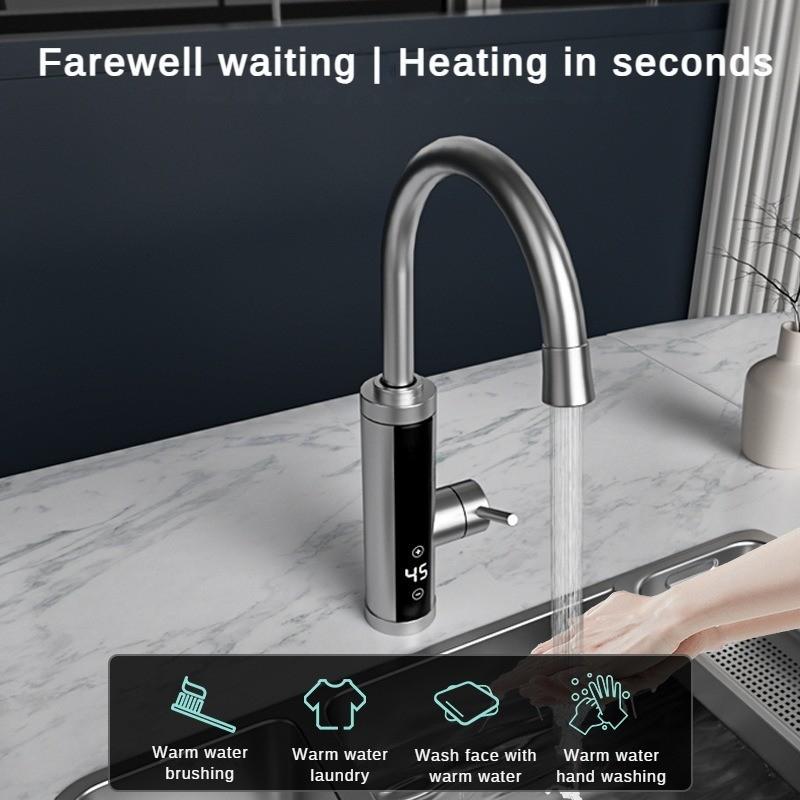 3400W LED Temperature Display Screen Hot and Stainless Steel Intelligent Variable Frequency and Temperature Regulating Faucet Cold Dual-purpose Faucet