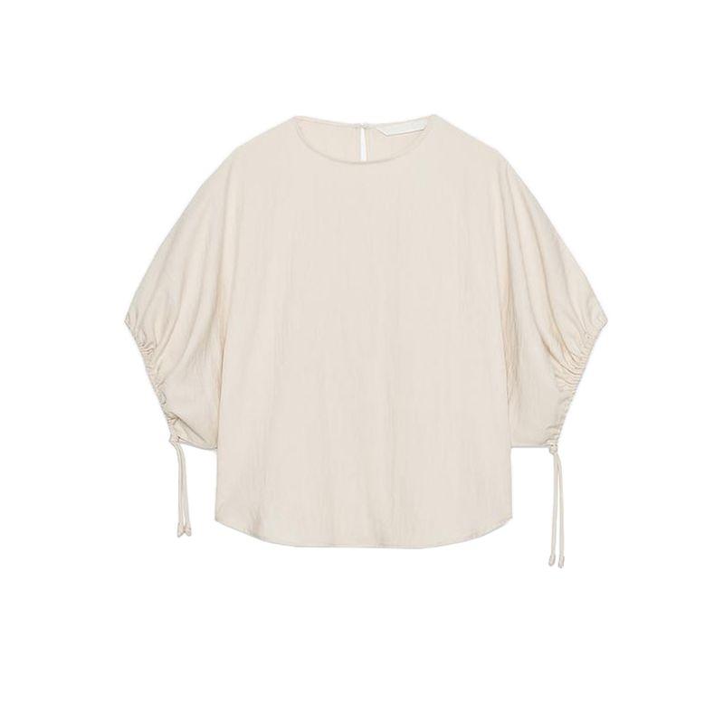 

Футболка с круглым вырезом, короткими рукавами-буфами и изогнутым подолом 8272447, Свободная пижама, Брюки с завышенной талией 8226447 Sand Tops L