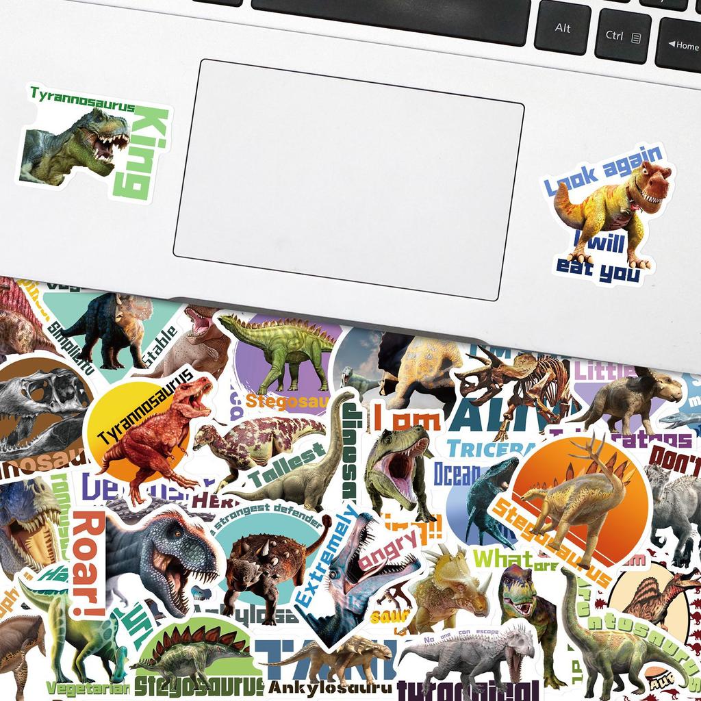 50 Realistic Dinosaur Graffiti Stickers Dinosaur Plus Text Creative Decoration Hand Account Skateboard Notebook Stickers