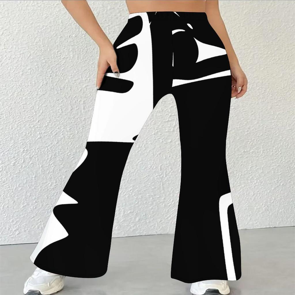 Pantaloni a zampa casual a vita alta da donna, Pantaloni a campana Streetwear con stampa floreale