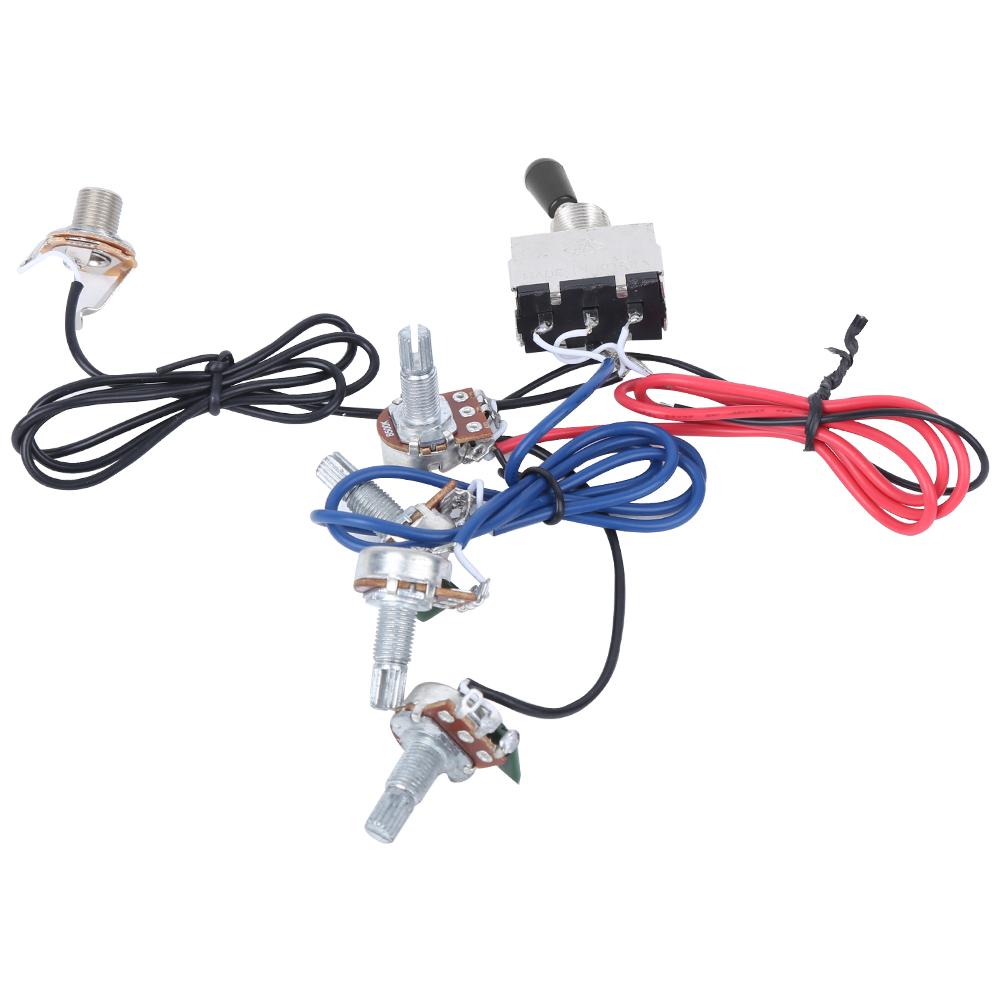 Guitar Wiring Harness Kit Prewired 3 Way Switch 2V2T1J for Electric Guitar Wire AccessoriesBlack