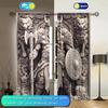 2 Panels Horde Warrior Relief Pattern Window Curtains    Distinctive Printed Curtains   Suitable for Gifting To Family and Friends