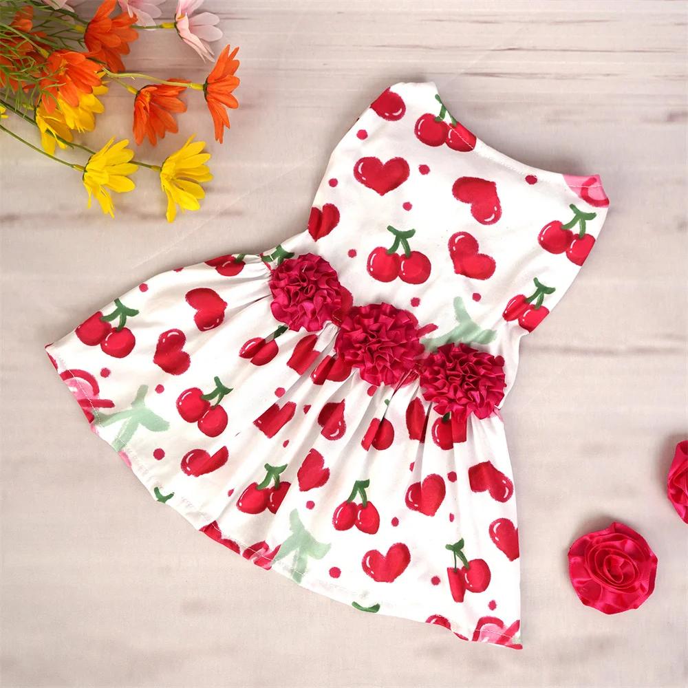 Valentine's Day Puppy Dog Cat Dress Lovely Female Pet Weeding Dresses for Small Dogs Pomeranian Schnauzer Skirt Mascotas Clothes