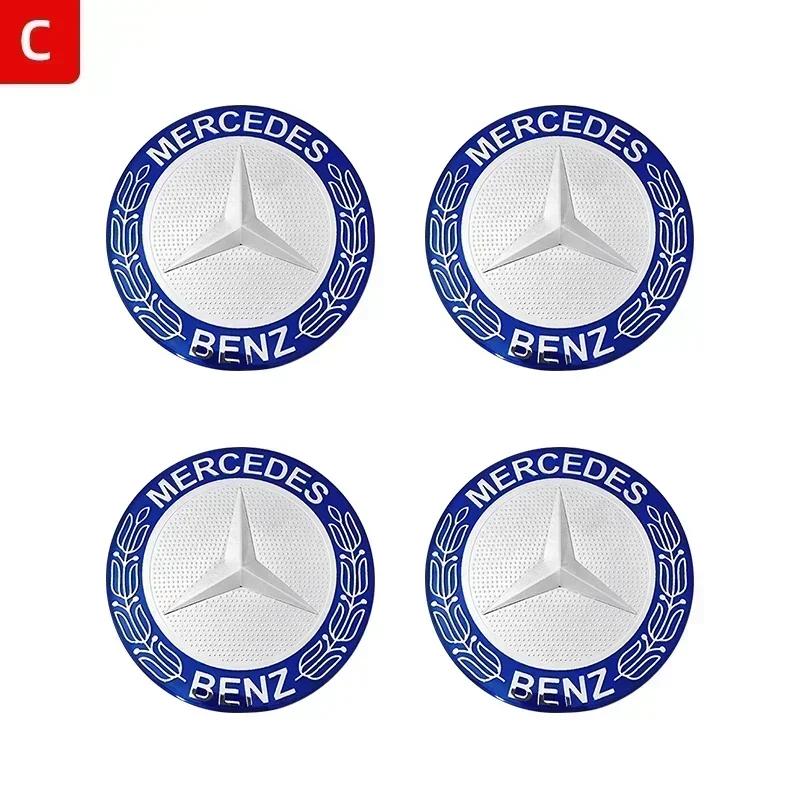 4pcs 56mm 60mm 65mm 75mm Car Wheel Center Hub Caps Sticker Badge For Mercedes Benz A B C E class GLA GLC CLA GLK W204 W205 W212