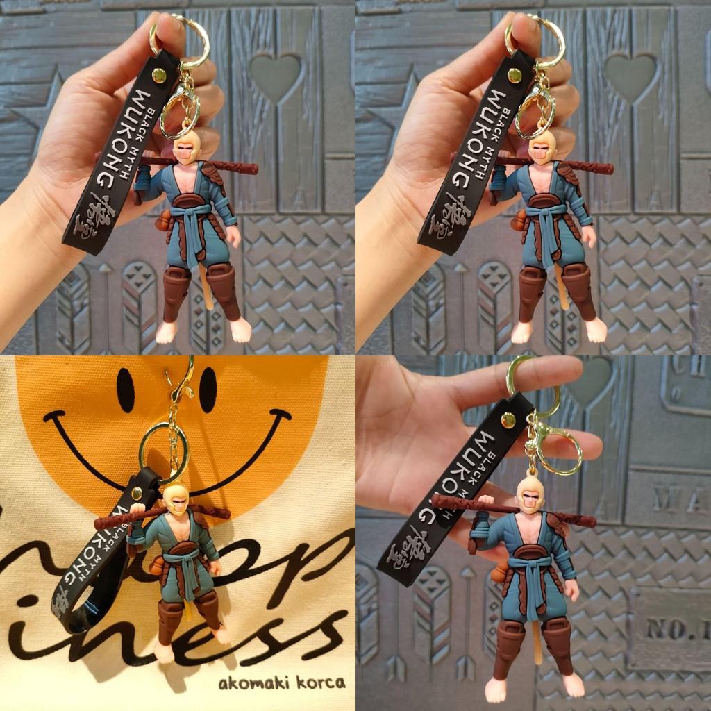 Myth Unique Black Sun Wukong Keyring Cartoon Pvc Doll For Memorable Gift Occasions