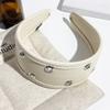 Punk Metal Rivets Headwear Black and Red Hollow Ring Hair Hoop Ins Leather Headband  Urban