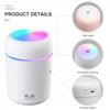 Portable Ultrasonic Air Humidifier, Car Humidifier, Color Cup, Aroma Diffuser, Mist Cooler, USB Car Light Purifier, 300ml