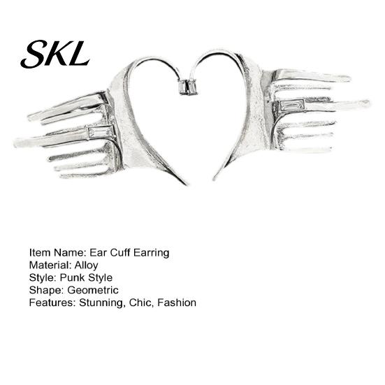 Embellished Earrings Silver Ear Cuff for Women, No Piercing Metal Elf Cool Girl Fashion Jewelry Cuff, Cartilage Climber Clip Hair Styling Accessory