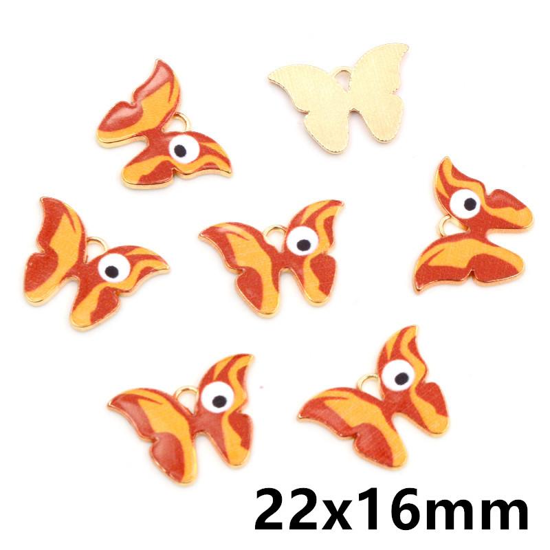 10pcs/lot 21x15mm Colorful Butterfly Charms Pendant Enamel Metal Small Charms Necklace Bracelet DIY Jewelry Making Accessories