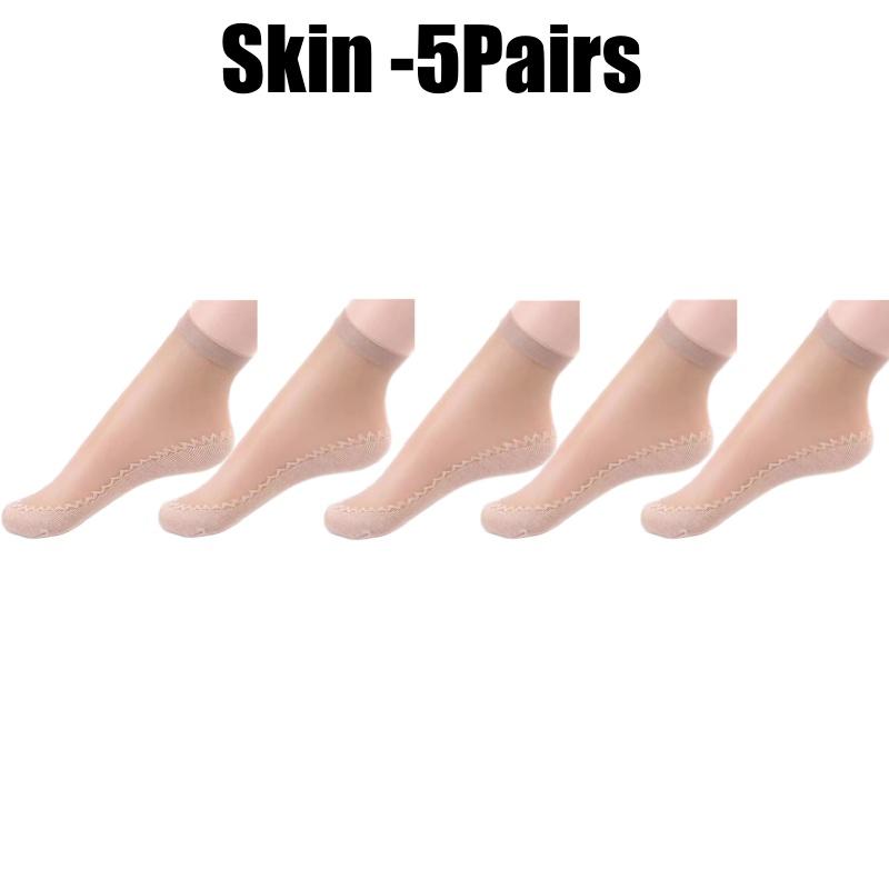 Women Nylon Elastic Short Ankle Sexy Stockings Silk Short Socks Summer Invisible Anti-hook Solid Color Cotton Bottom Silk Sock