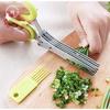 HOMLLY 5 Stainless Steel Blades Herb Scissors (Green) (X2PCS)