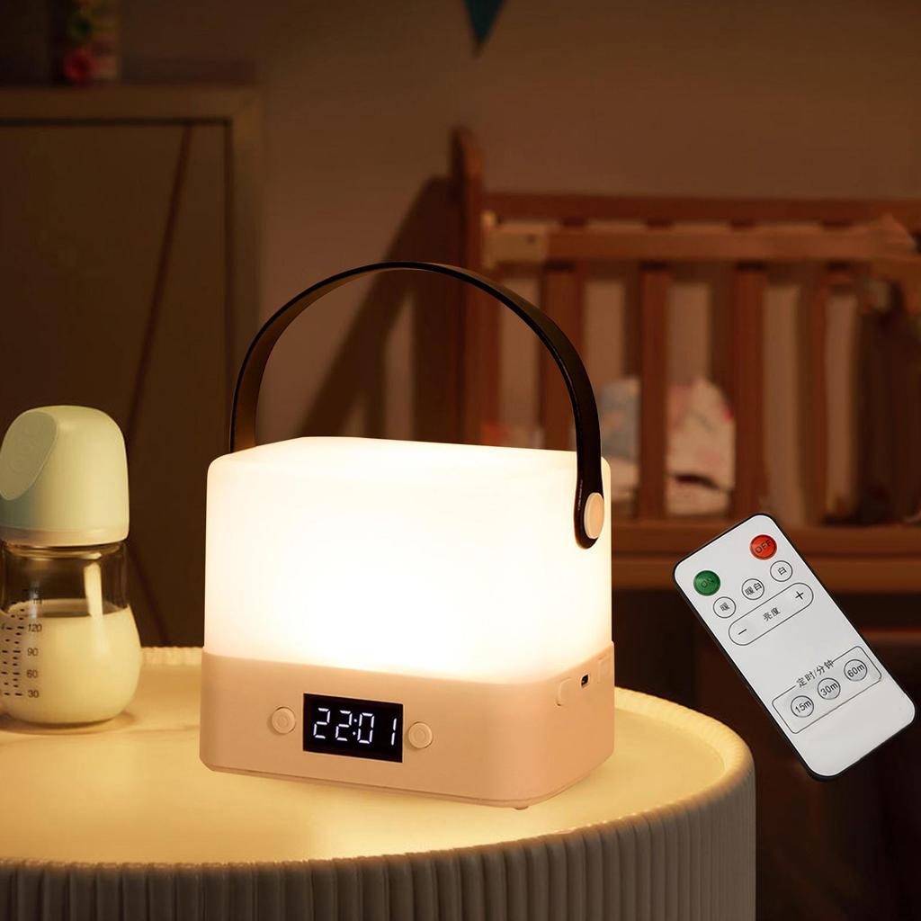 Elegant Nightstand Lamp for Bedroom Decor - Stylish Table Light with Clock Function
