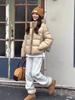 Green Warm Thickened Short Puffer Jacket with Adjustable Hem