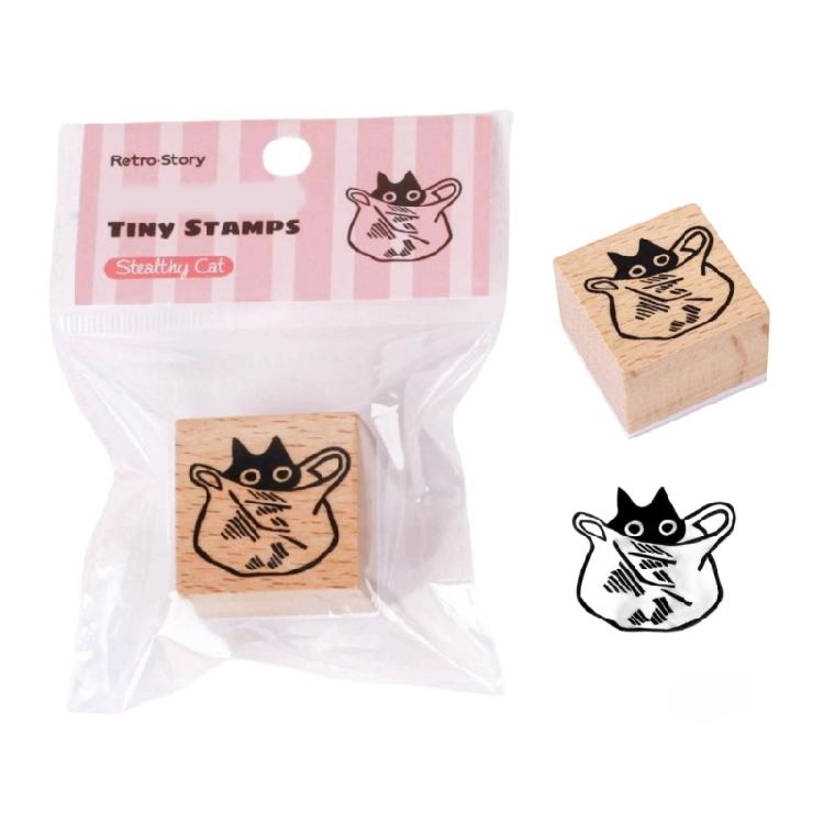 Charming Cats Themed Miniature Wood Stamps Adorable Cats Shape Stamp For Handmade Journal Card And Artistic Decorations