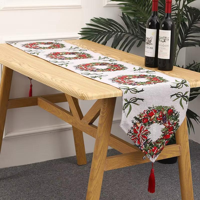 Christmas Day Decoration Tablecloth - 1PC Knitted Table Flag, Home & Dining Table Decoration