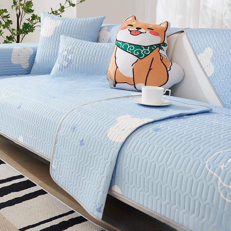 Sofa Cushion Summer Mat Ice Silk Non-Slip Fresh Living Room Combination Sofa Cover All-Inclusive Summer Style Full Covered