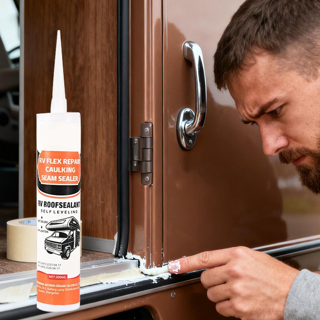 Etanșant pentru margini rulotă, aderență înaltă, de lungă durată, 300ml, alb, Etanșant pentru rosturi rulotă, Etanșant exterior pentru rosturi exterioare rulotă, remorcă