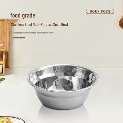 201 Stainless Steel Round Soup Basin - 10 Pack