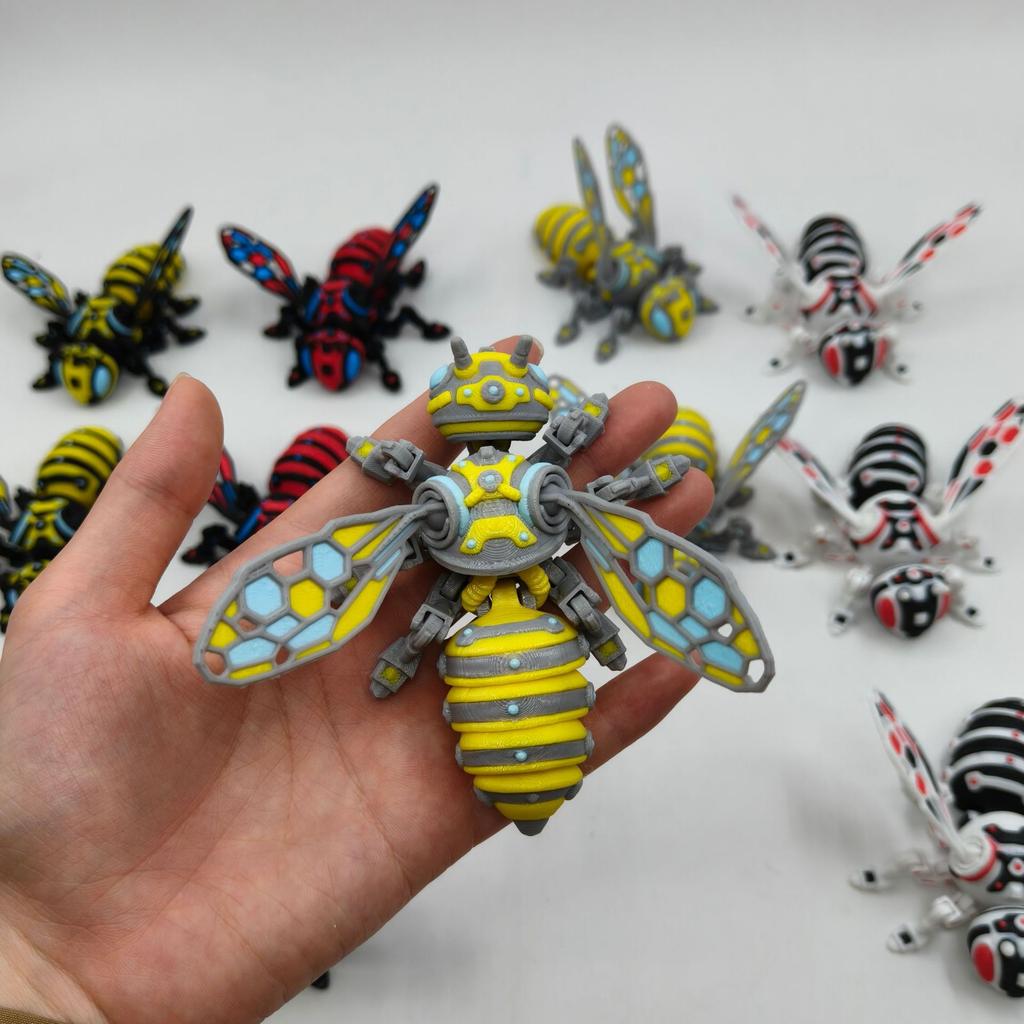 10cm 3D Printer Insect Bee Figure Model Movable Joints Simulation Mechanical Big Yellow Bee Toy Desktop Decorations