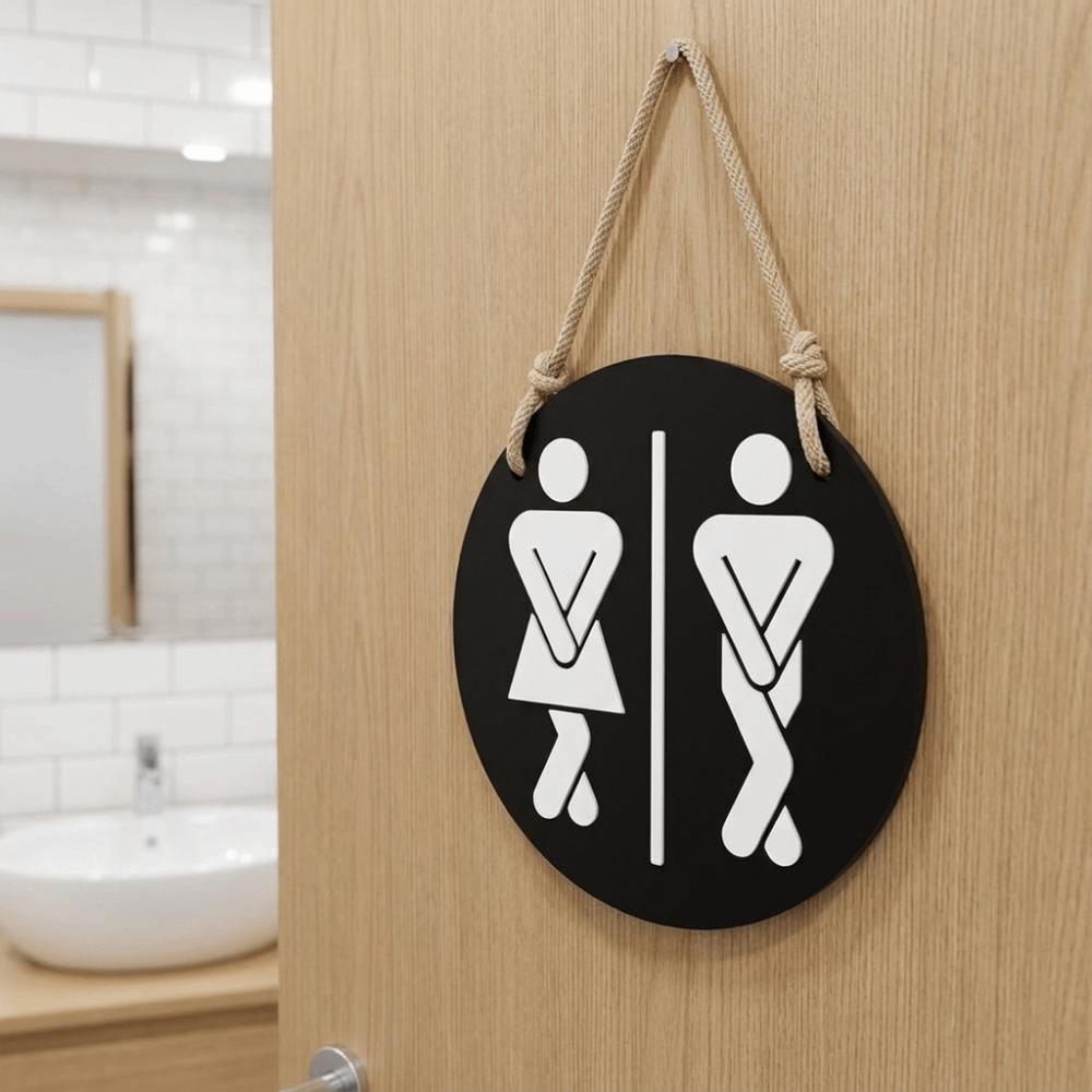 Ornament Bathroom Sign Plate Wooden Toilet Decorative Plate Group Living Area