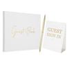 9x7" Signature Guest Book Elegant Wedding Guestbook Memory Book with Diamond Signing Pen and Greeting Card for Wed Birthday