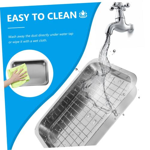 GRIRIW Stainless Steel Baking Tray with Rack, Oven Tray Set, Rectangular Kitchen Pan, Multifunctional Ovenware for Toaster, Baking, and Serving