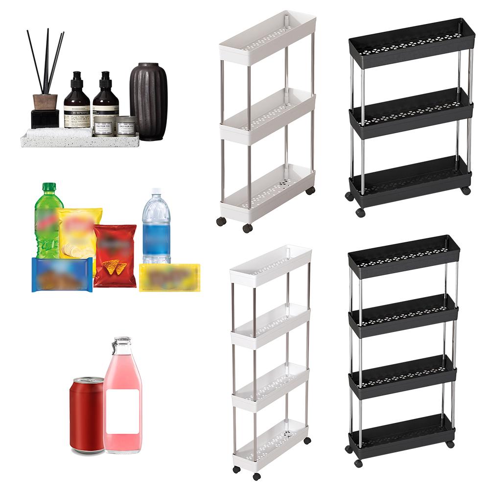 Rolling Utility Cart with Wheels Bathroom Storage Rack Multi-purpose Multi-Layer Trolley Rack for Bedroom Organization Storage