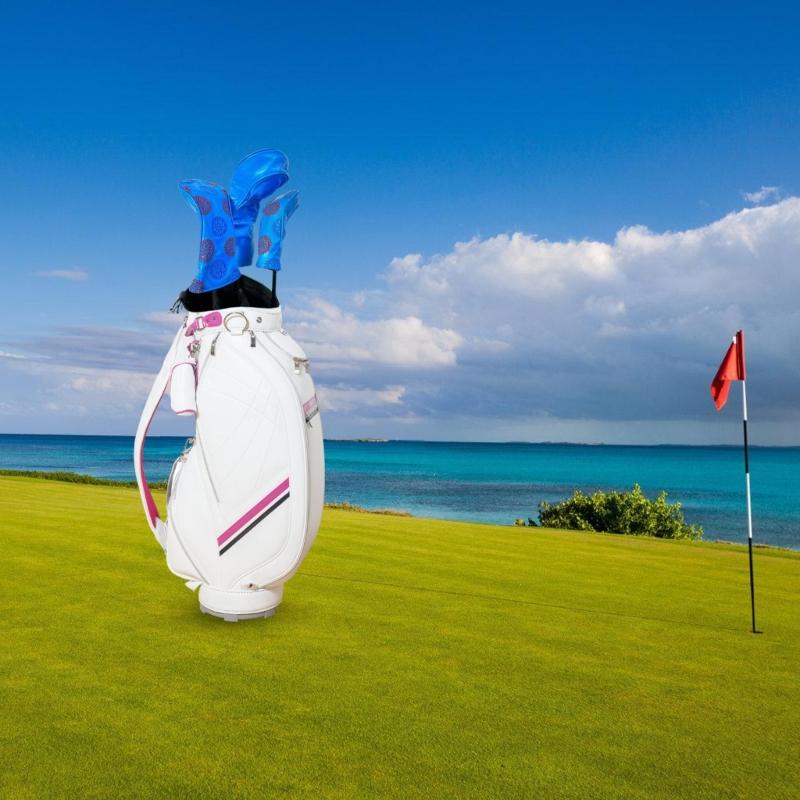 3 ks Voděodolné Potahy na hlavy golfových holí Koženka PU Potah na hlavu golfové hole Vzor ozubeného kola Potah na hlavu fairwayového woodu Golfové příslušenství