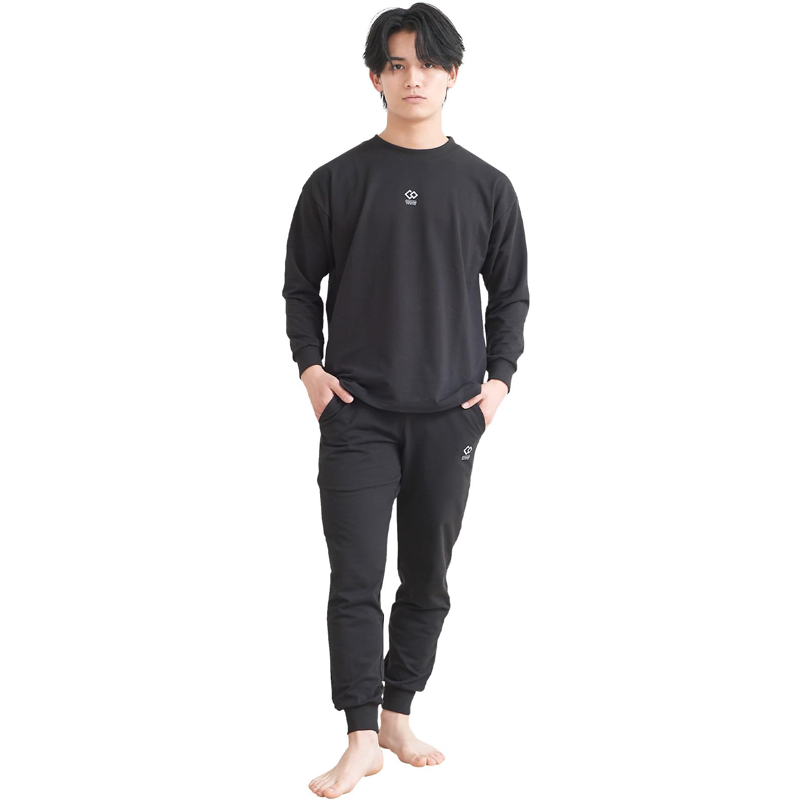 

Пижамный комплект Luanna Jenna [Colantotte], Одежда для отдыха, Спортивный костюм, для мужчин и женщин, Домашняя одежда, Подарок (JP, Алфавит, M, Черный (Мужской тип))